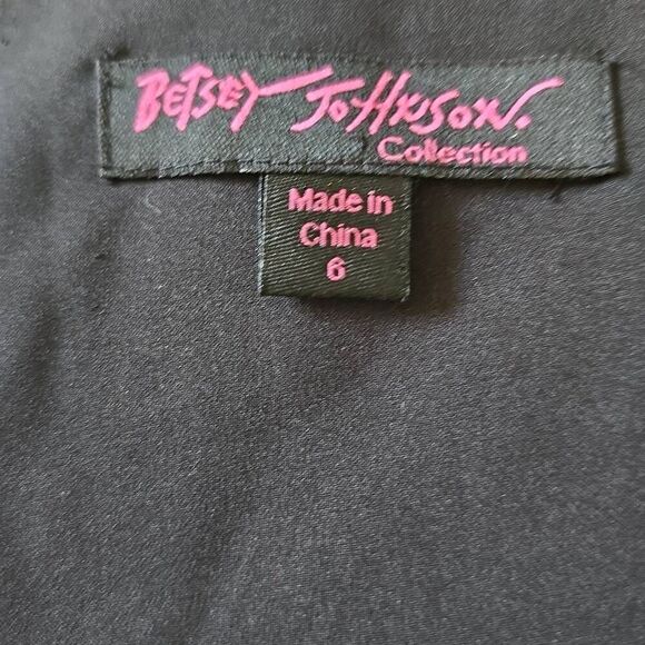 Vtg Betsey Johnson Womens Bodycon Dress Black Stretch Denim Studded Front Zip St - Picture 7 of 8